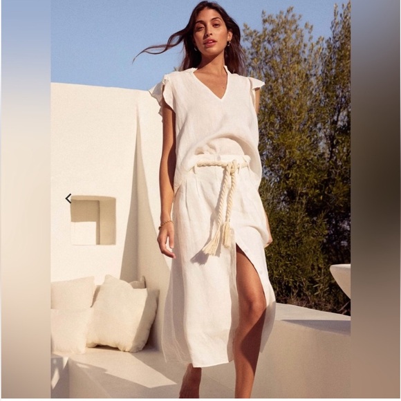 Brochu Walker white linen Teagan skirt - Picture 2 of 11